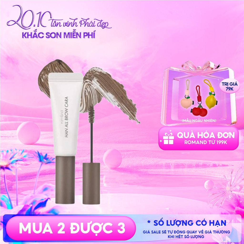 Mascara Chân Mày Romand Siêu Tự Nhiên, Bền Màu, Lâu Trôi Han All Brow Cara 9g