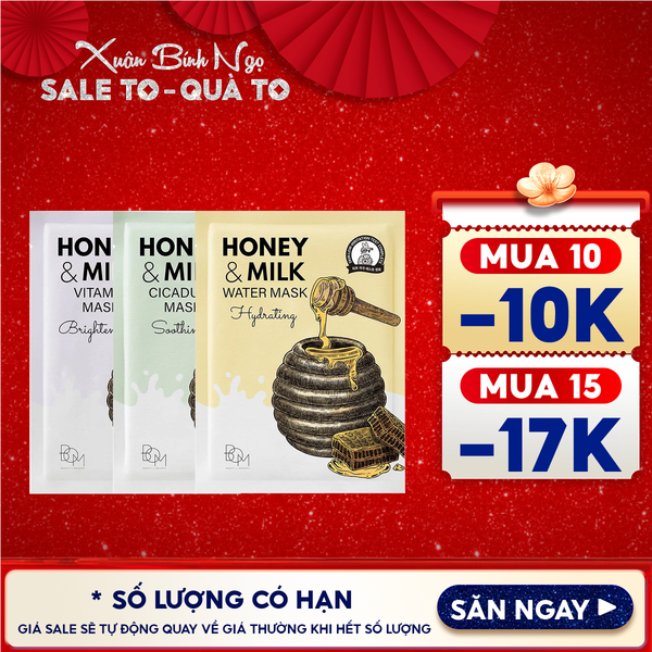  Mặt Nạ B.O.M Dưỡng Ẩm, Hỗ Trợ Làm Sáng, Làm Dịu Da Honey And Milk Mask 25g 