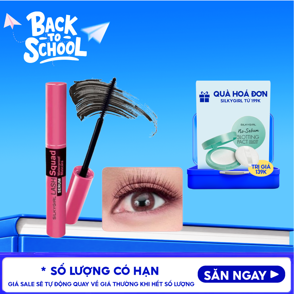 Mascara Làm Dài, Dày Và Cong Mi Silkygirl Lash Squad Serum Waterproof Mascara #01 Intense 4ml