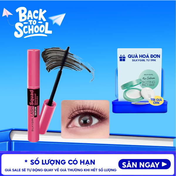  Mascara Làm Dài, Dày Và Cong Mi Silkygirl Lash Squad Serum Waterproof Mascara #01 Intense 4ml 