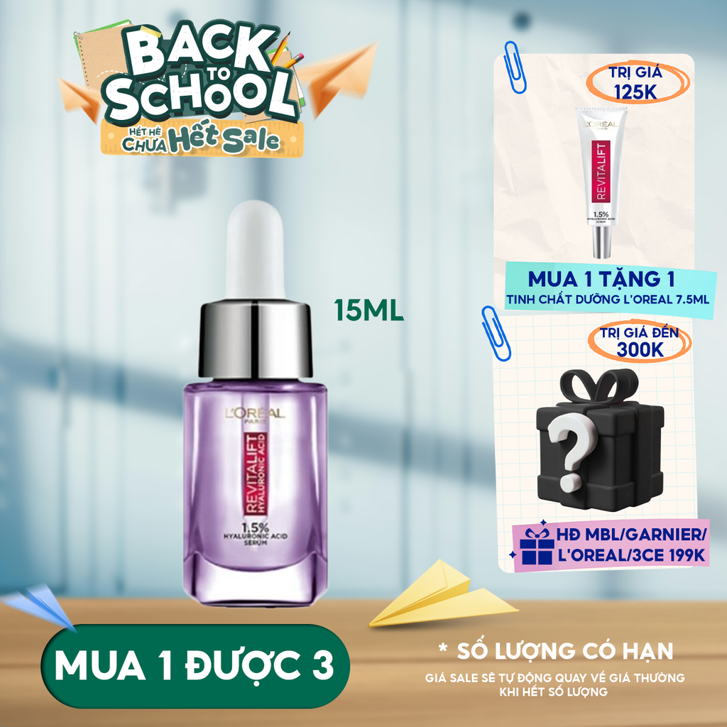 Serum L'Oreal Cấp Ẩm, Cải Thiện Nếp Nhăn Revitalift 1.5% Hyaluronic Acid Serum