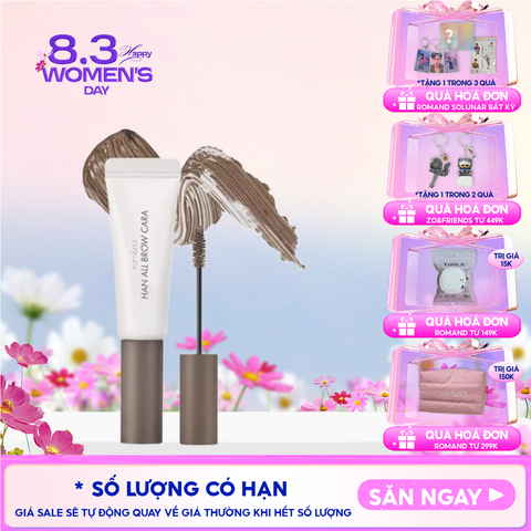 Mascara Chân Mày Romand Siêu Tự Nhiên, Bền Màu, Lâu Trôi Han All Brow Cara 9g