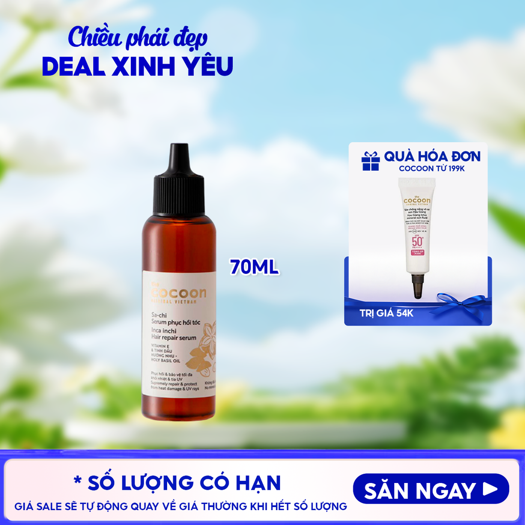 Tinh Chất Cocoon Hỗ Trợ Phục Hồi Tóc Tinh Dầu Sachi Inca Inchi Hair Repair Serum 70ml