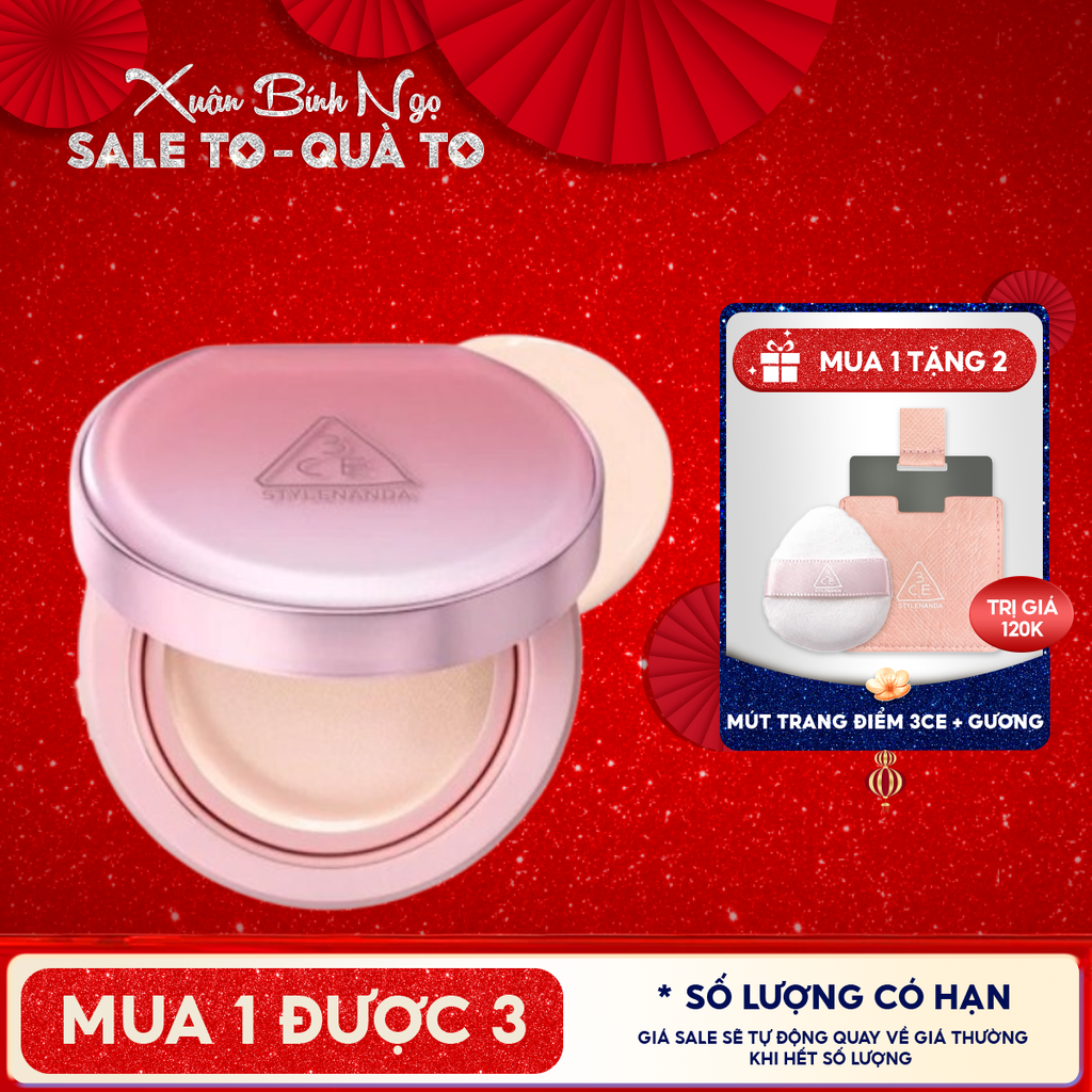 Phấn Nước 3CE Giúp Da Sáng Tự Nhiên Fitting Mesh Cover Cushion 11g
