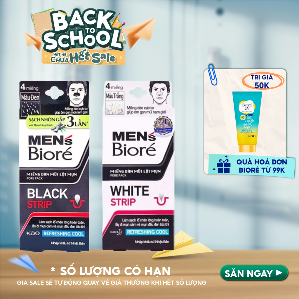 [Hộp 4 Miếng] Miếng Dán Mũi Lột Mụn Bioré Pore Pack Black