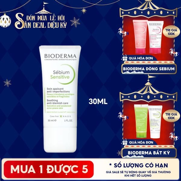  Kem Dưỡng Bioderma Chăm Sóc Da Mụn, Nhạy Cảm Sebium Sensitive 30ml 