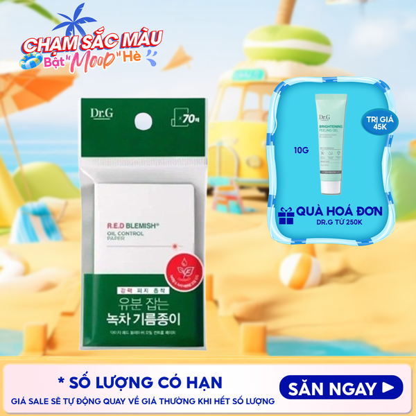  [70 tờ] Giấy Thấm Dầu Dr.G Hỗ Trợ Kiểm Soát Dầu Nhờn Dành Cho Da Nhạy Cảm R.E.D Blemish Oil Control Paper 