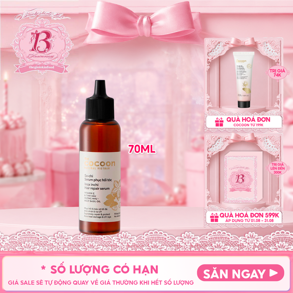  Tinh Chất Cocoon Hỗ Trợ Phục Hồi Tóc Tinh Dầu Sachi Inca Inchi Hair Repair Serum 70ml 