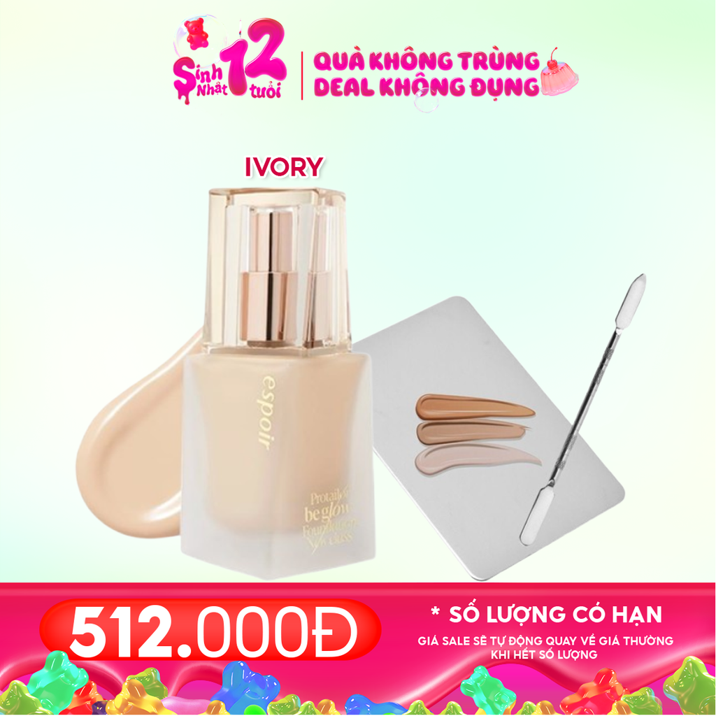 Combo 2 Sản Phẩm: Kem Nền Espoir Espoir Pro Tailor Be Glow Foundation New Class 30g #Ivory+ Bộ Dụng Cụ Trộn Kem Nền Inox Không Gỉ TOOLA - TLA007