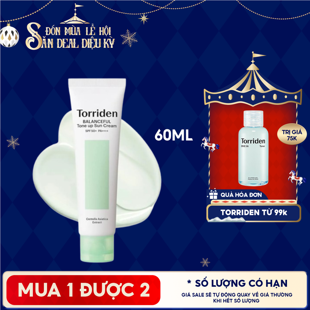 Kem Chống Nắng Torriden Nâng Tone Balanceful Cica Tone Up Sun Cream SPF 50+ PA++++