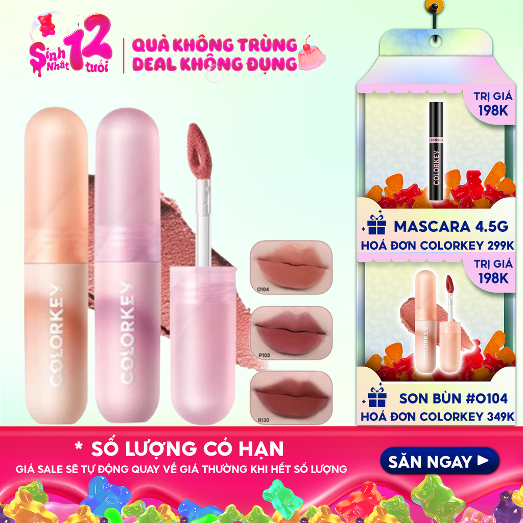 Son Kem Bùn Colorkey Mềm Mịn Như Nhung Mousse Lip Mud Matte 2g