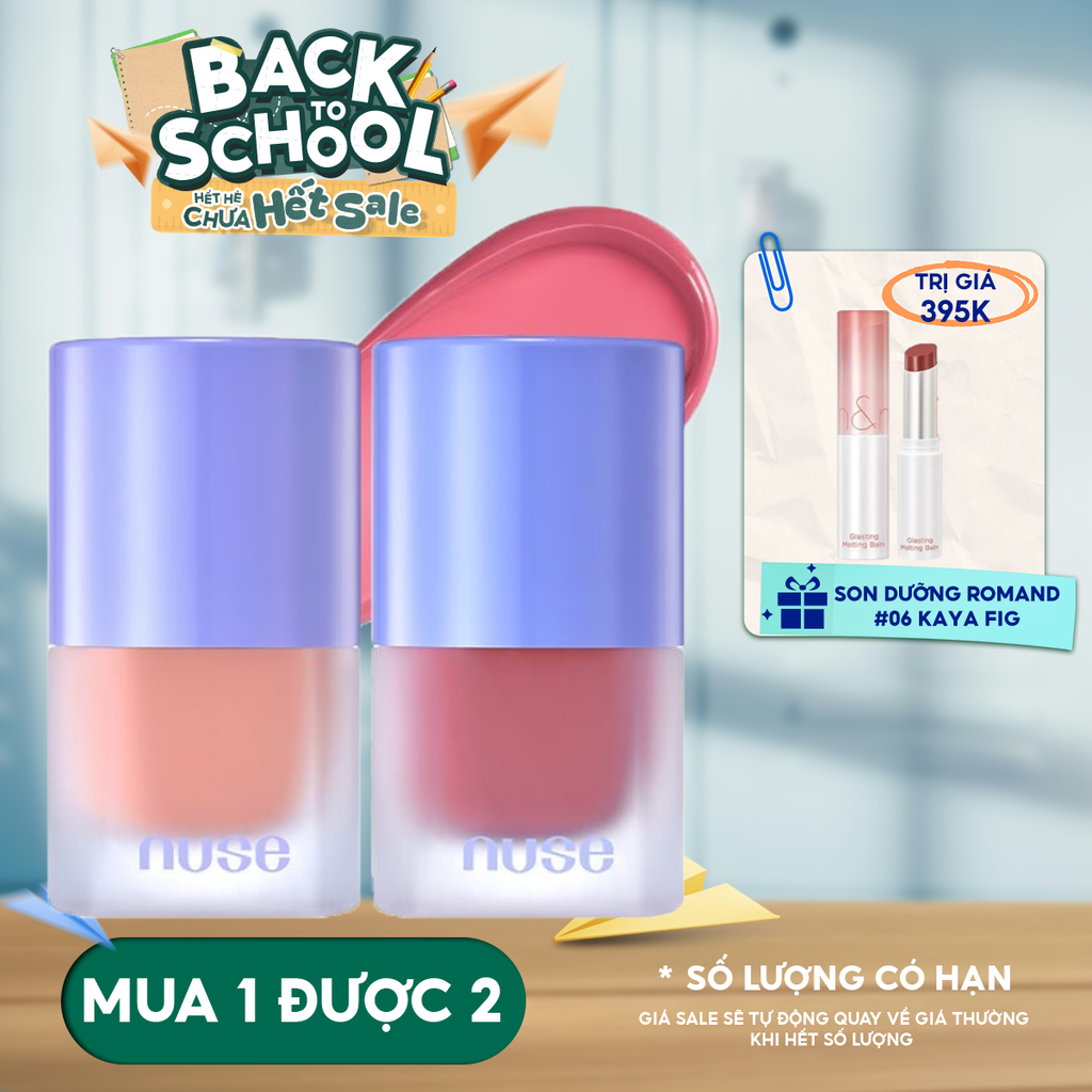 [NEW][NUSE BY ROMAND][01-07] Má Hồng Nuse Dạng Kem Thuần Chay Liquid Care Cheek 16ml
