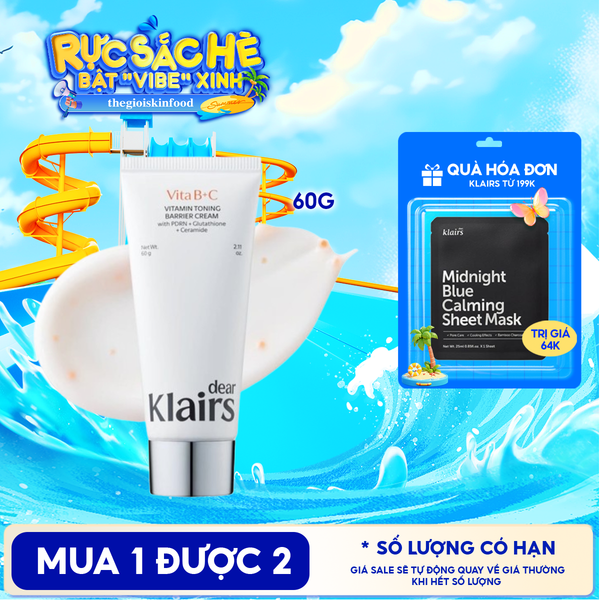  Kem Dưỡng Klairs Hỗ Trợ Dưỡng Sáng Da Vitamin Toning Barrier Cream 60g 