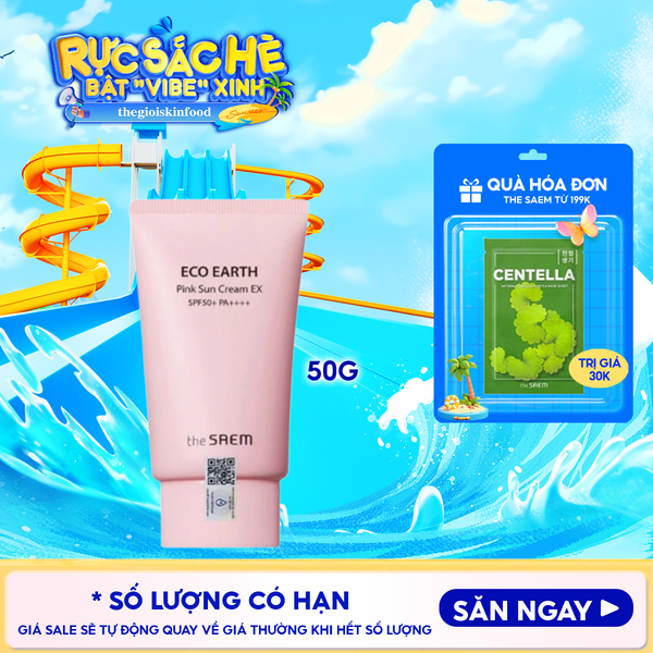  [50g] Kem Chống Nắng The Saem Kiềm Dầu, Nâng Tone Cho Da Sáng Hồng Pink Sun Cream EX SPF50+/PA++++ 