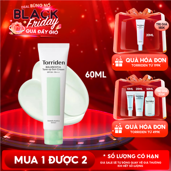  Kem Chống Nắng Torriden Nâng Tone Balanceful Cica Tone Up Sun Cream SPF 50+ PA++++ 
