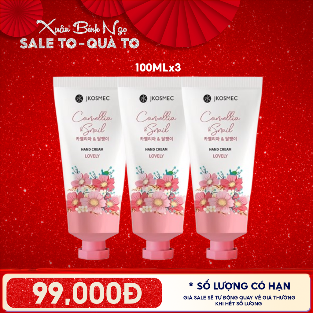 Combo 3 Tuýp: Kem Dưỡng Da Tay Jkosmec Cấp Ẩm Hương Hoa Hand Cream 100ml