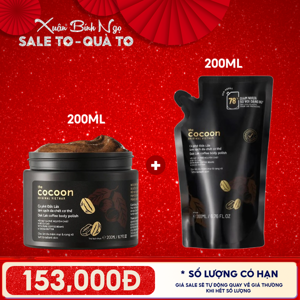  Tẩy Da Chết Body Cocoon Làm Đều Màu Da Và Dưỡng Mịn Da Chiết Xuất Cà Phê Dak Lak, Đường Thốt Nốt An Giang Body Polish 