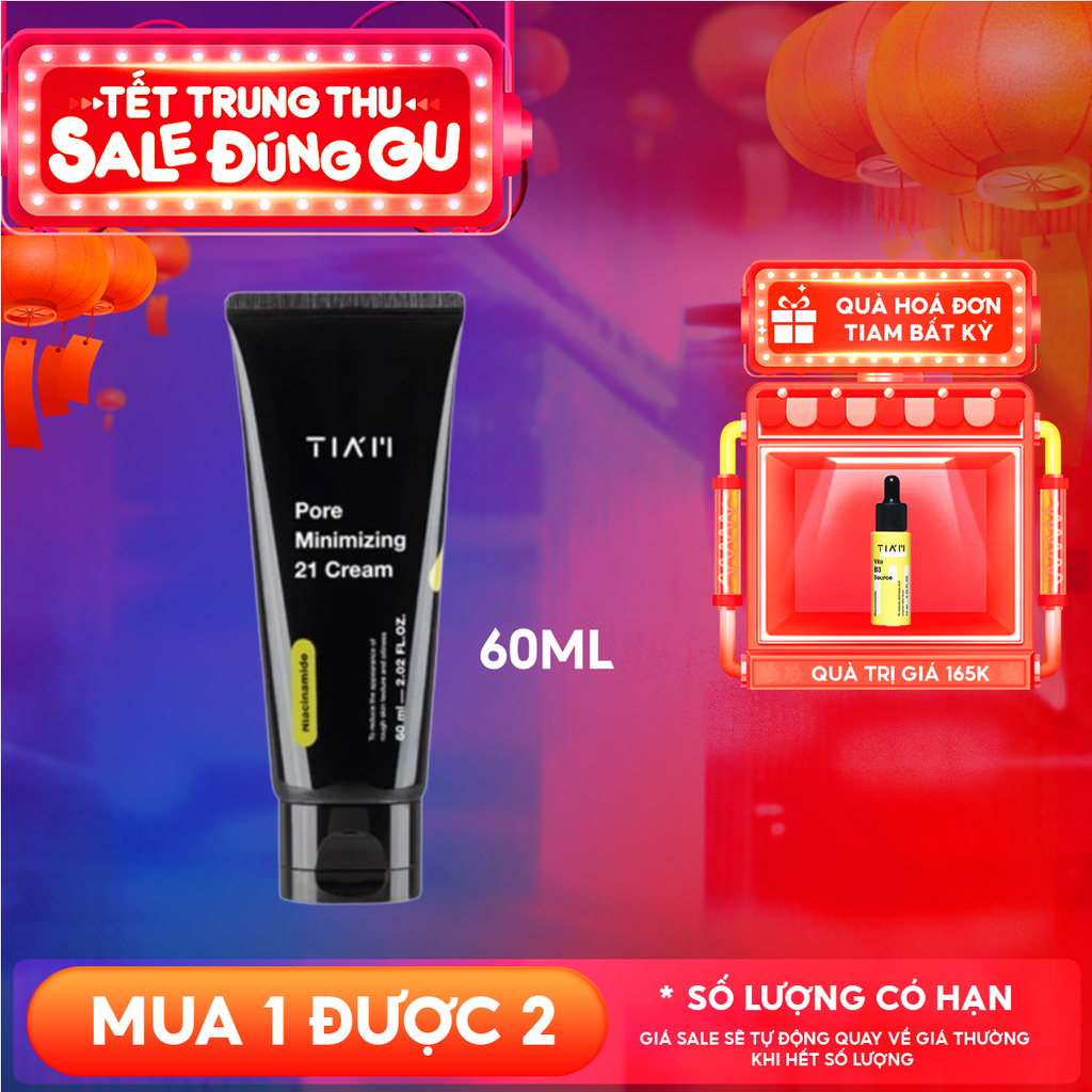 Kem Dưỡng Tiam Kiểm Soát Dầu Nhờn, Thu Nhỏ Lỗ Chân Lông Pore Minimizing 21 Cream 60ml