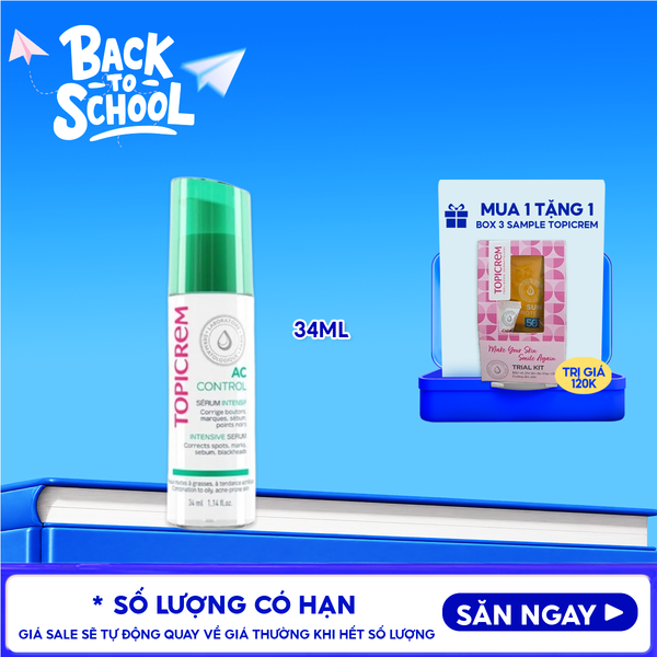  Serum Topicrem Hỗ Trợ Giảm Mụn, Giảm Bóng Nhờn Cho Da Dầu Mụn Ac Control Intensive Serum 34ml 