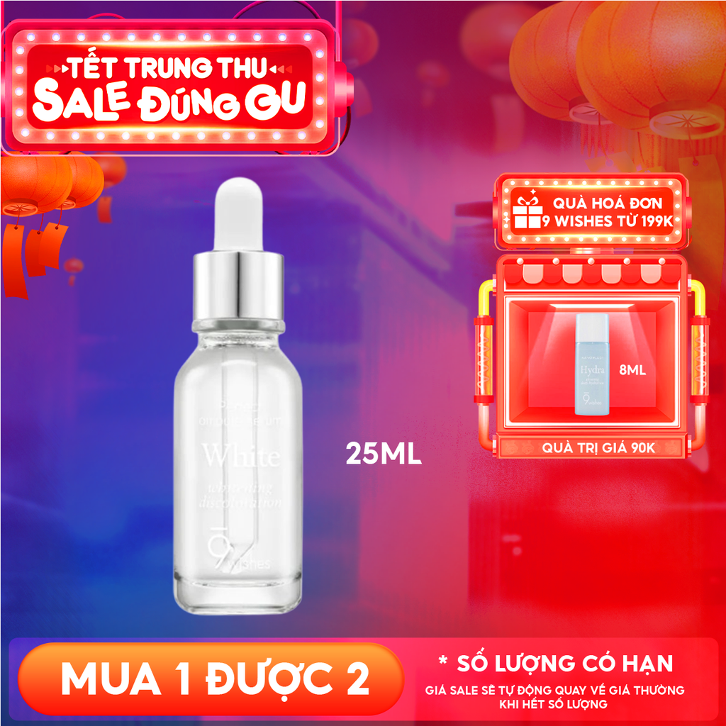 Serum 9 Wishes Tinh Chất Hỗ Trợ Dưỡng Trắng, Mờ Thâm 9 Wishes Whitening Discoloration Ampule Serum 25ml