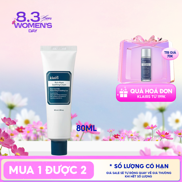  Kem Dưỡng Ẩm Chuyên Sâu Klairs Rich Moist Soothing Cream 80ml 