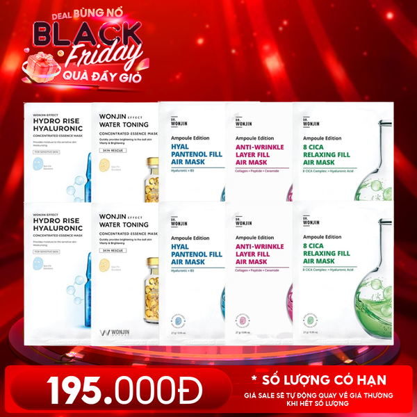  Combo Wonjin 10 Mask: Mặt Nạ Miếng Effect Concentrated Essence Mask + Mặt Nạ Miếng Ampoule Edition Fill Air Mask 