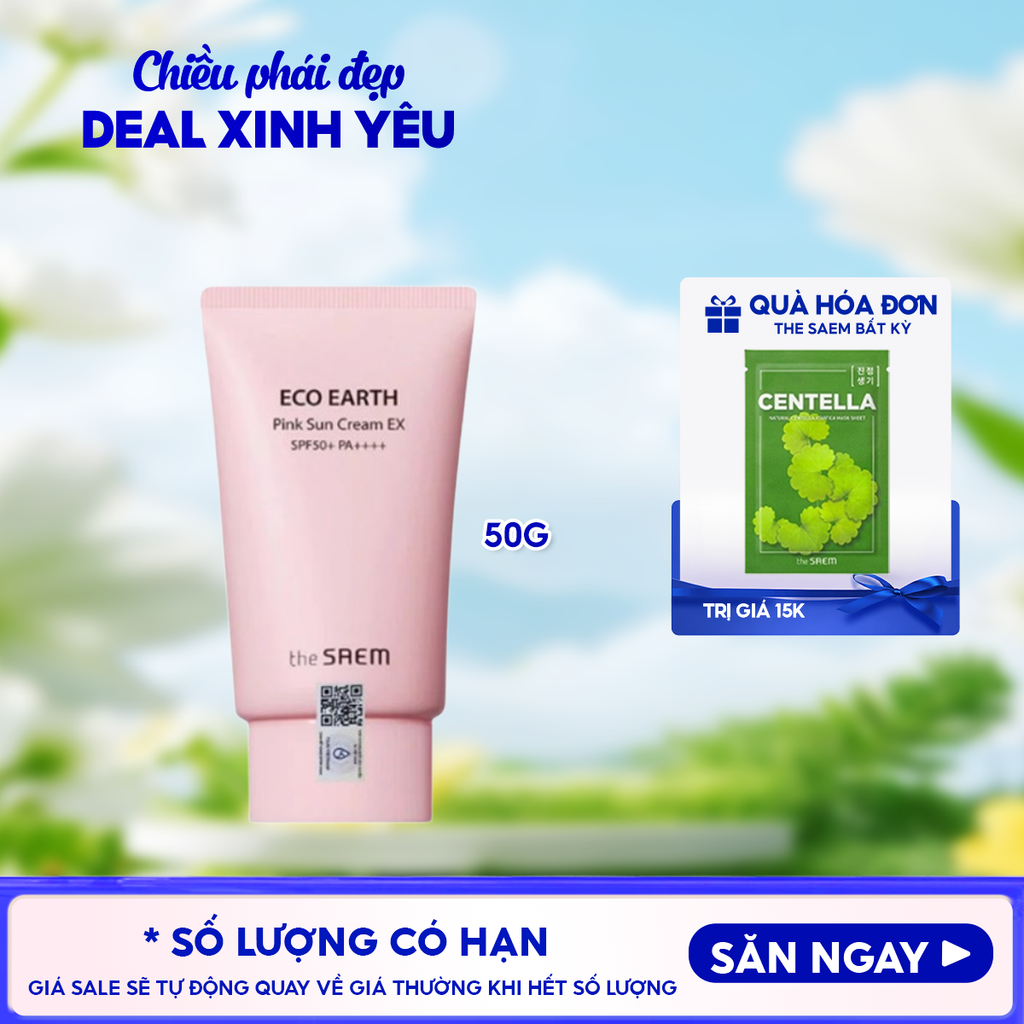 [50g] Kem Chống Nắng The Saem Kiềm Dầu, Nâng Tone Cho Da Sáng Hồng Pink Sun Cream EX SPF50+/PA++++