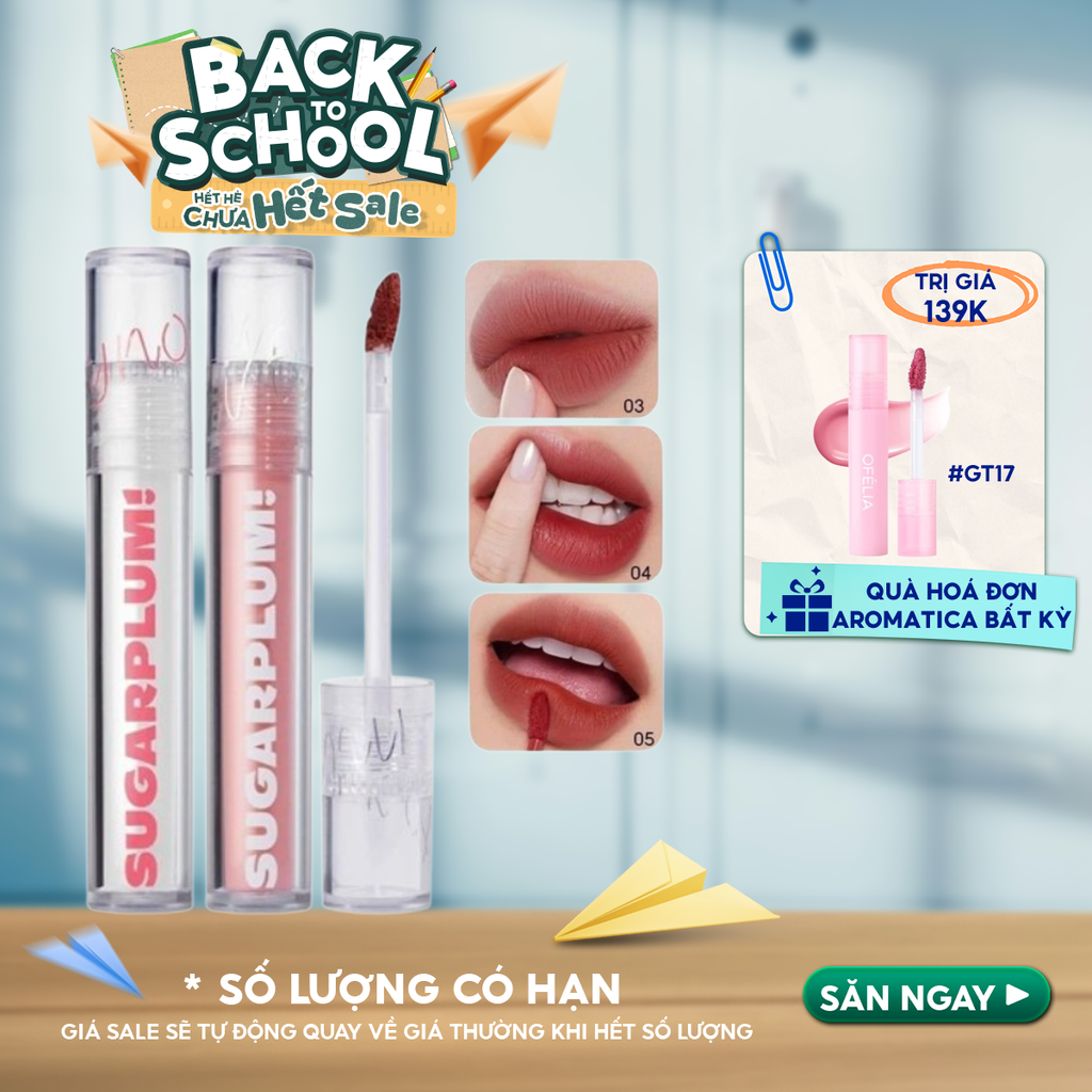 [SUGARPLUM BY OFÉLIA] Son Tint Lì Thuần Chay Siêu Nhẹ Môi OFÉLIA Sugarplum MistyNow Blurring Tint 3.8g