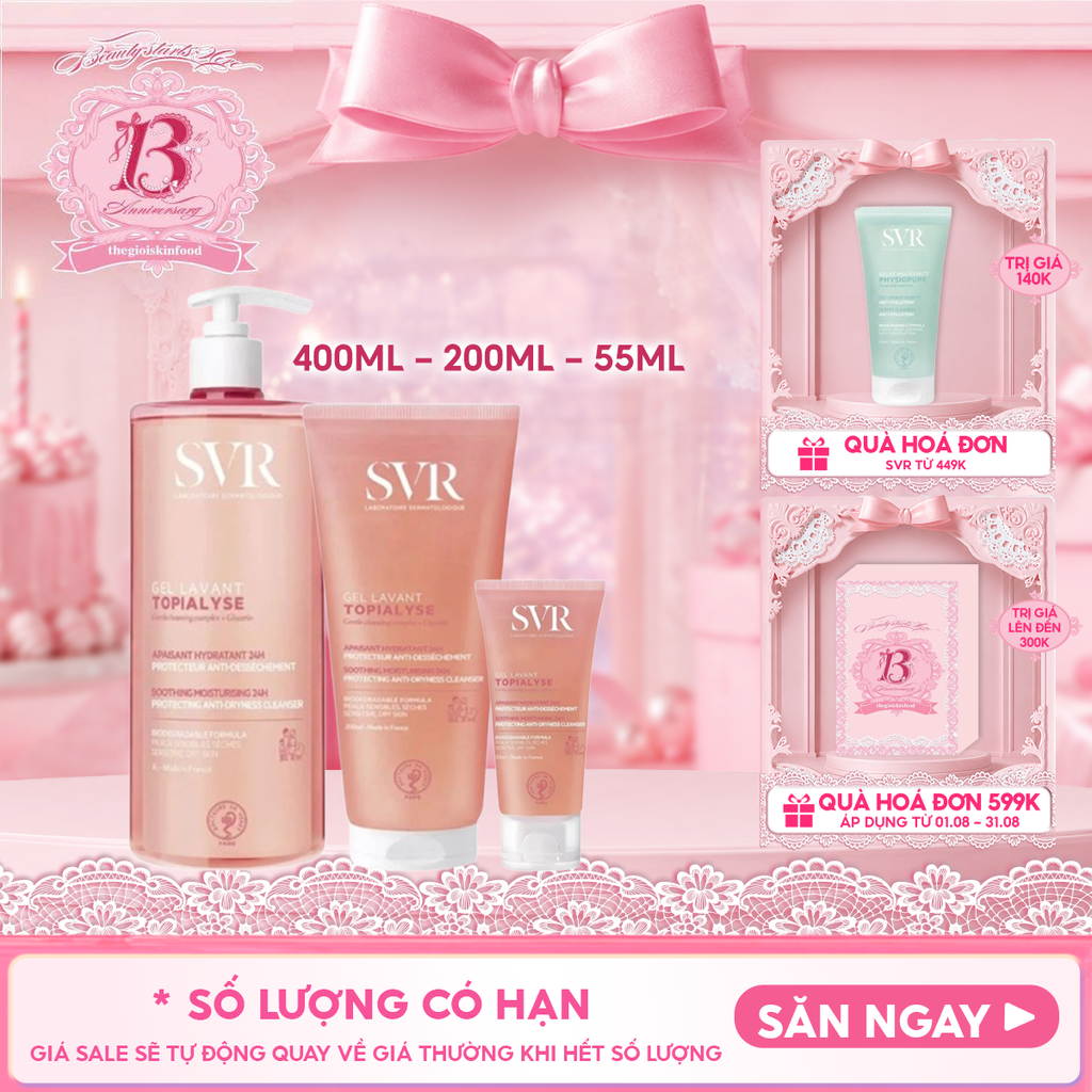 Sữa Rửa Mặt SVR Dạng Gel Không Chứa Xà Phòng Dành Cho Da Khô Topialyse Gel Lavant
