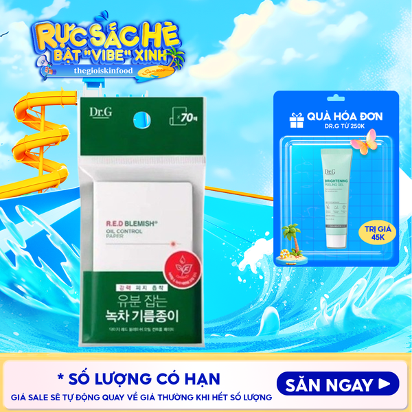  [70 tờ] Giấy Thấm Dầu Dr.G Hỗ Trợ Kiểm Soát Dầu Nhờn Dành Cho Da Nhạy Cảm R.E.D Blemish Oil Control Paper 