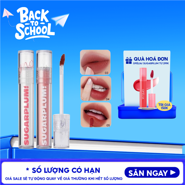  [SUGARPLUM BY OFÉLIA] Son Tint Lì Thuần Chay Siêu Nhẹ Môi OFÉLIA Sugarplum MistyNow Blurring Tint 3.8g 