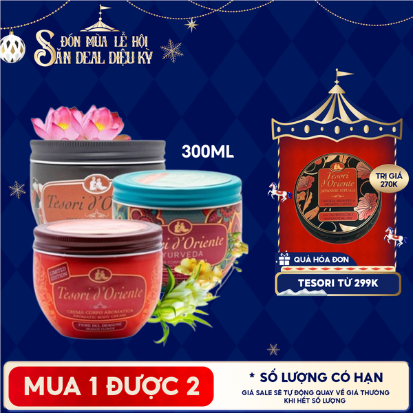  [300ml] Kem Dưỡng Thể Tesori D'Oriente Hương Nước Hoa Cấp Ẩm Sâu Body Cream 