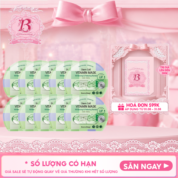  Combo 10 Miếng Mặt Nạ Banobagi Hỗ Trợ Dưỡng Trắng Cấp Ẩm & Bổ Sung Collagen, Cải Thiện Lão Hóa Stem Cell Vitamin, Super Collagen Mask 30ml 