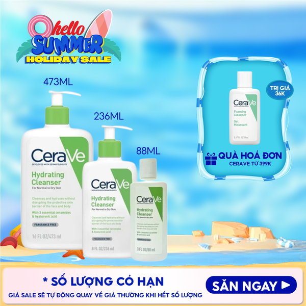  Sữa Rửa Mặt Cerave Dưỡng Ẩm, Làm Sạch Sâu Dành Cho Da Thường & Da Khô Developed With Dermatologists Hydrating Cleanser 