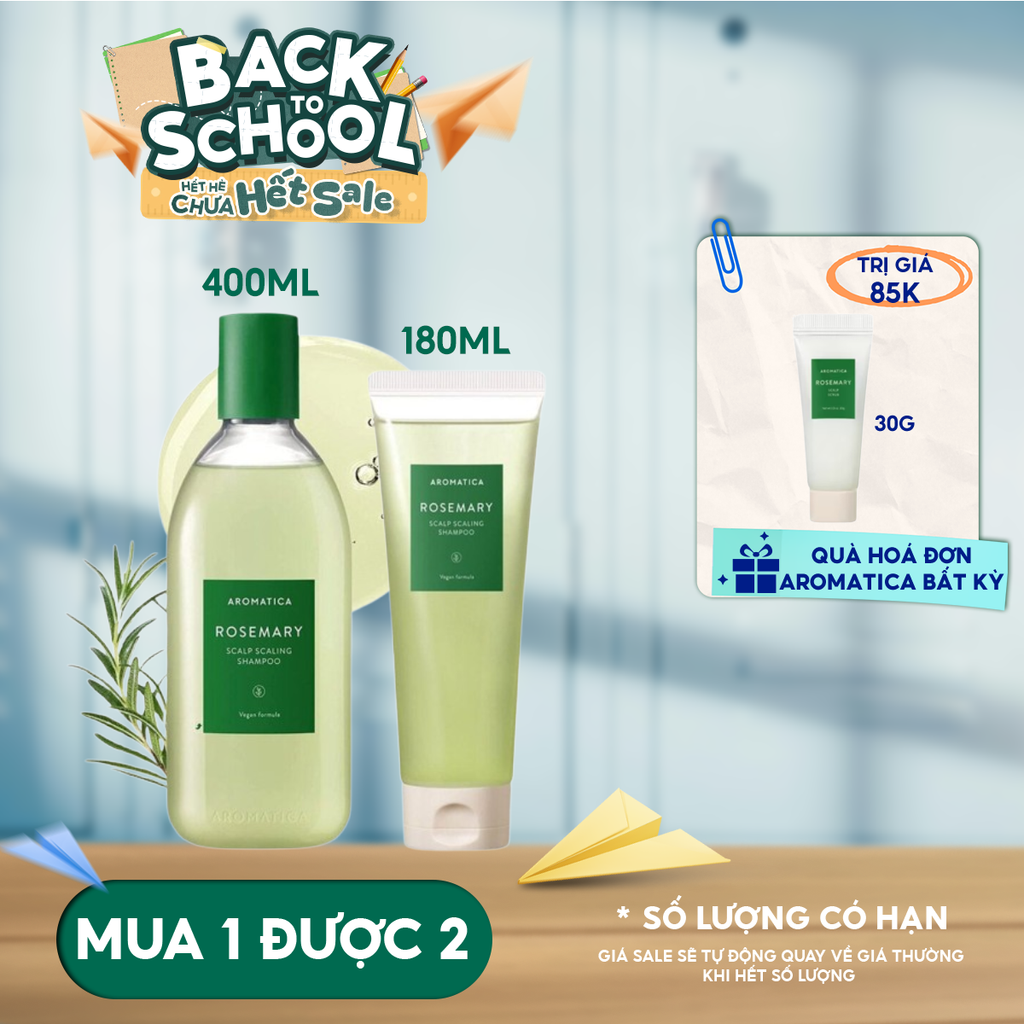 Dầu Gội Aromatica Hương Thảo Hỗ Trợ Ngăn Rụng Tóc Rosemary Scalp Scaling Shampoo