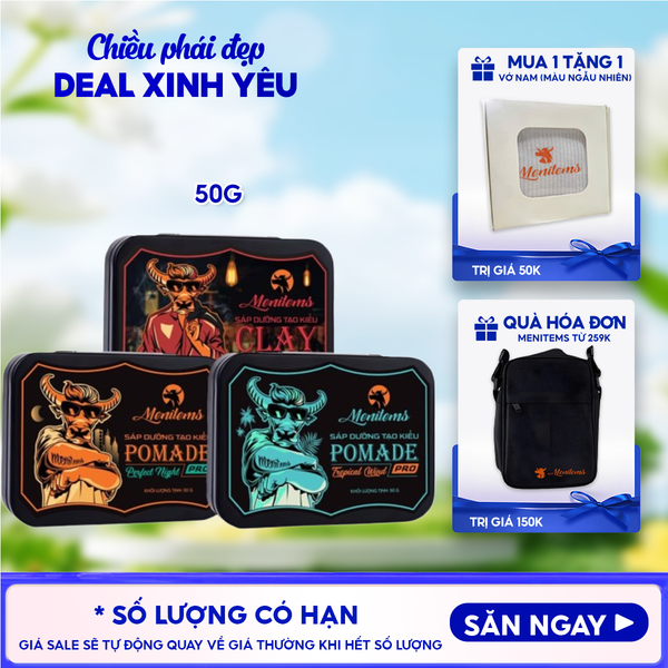  Sáp Dưỡng Tạo Kiểu Menitems Tự Nhiên, Giữ Nếp Lâu, Hương Thơm Nước Hoa Nam Tính Pomade Pro/Clay Gentle Blue 50g 