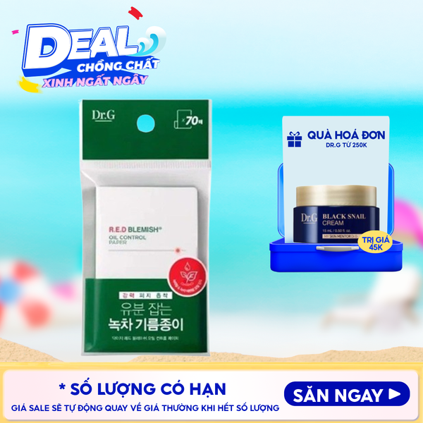  [70 tờ] Giấy Thấm Dầu Dr.G Hỗ Trợ Kiểm Soát Dầu Nhờn Dành Cho Da Nhạy Cảm R.E.D Blemish Oil Control Paper 
