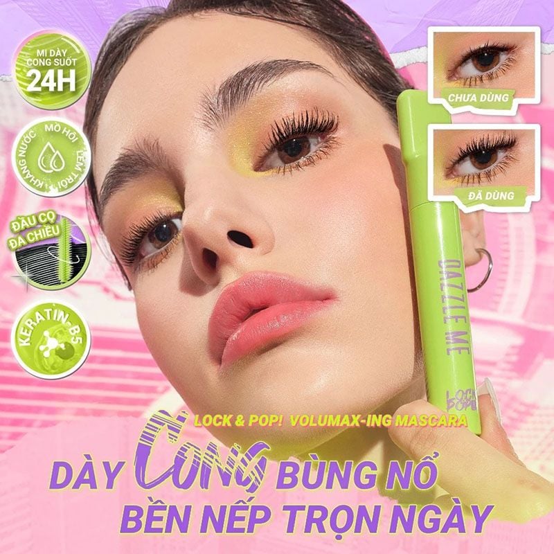 Mascara DAZZLE ME Chuốt Mi Dày & Cong Tự Nhiên Lock & Pop Volumax-ing Mascara 7g