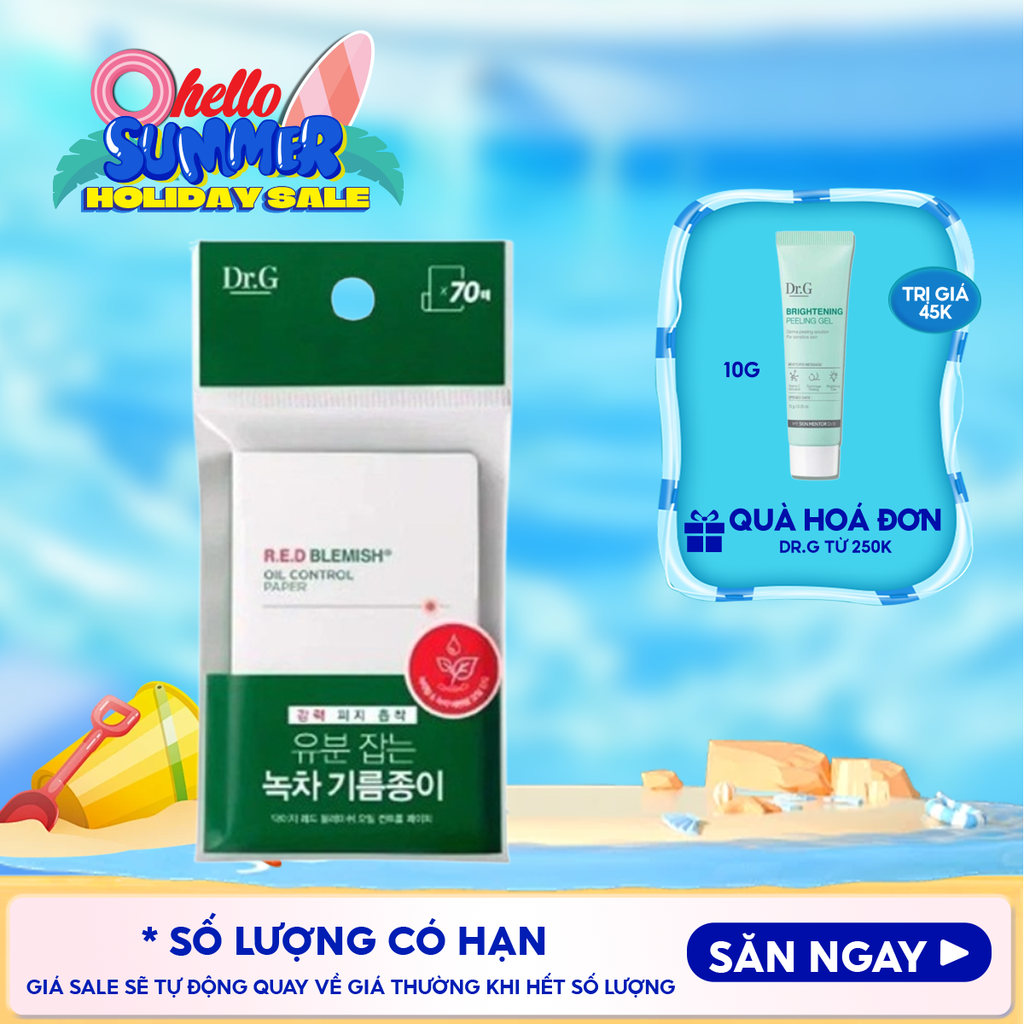 [70 tờ] Giấy Thấm Dầu Dr.G Hỗ Trợ Kiểm Soát Dầu Nhờn Dành Cho Da Nhạy Cảm R.E.D Blemish Oil Control Paper
