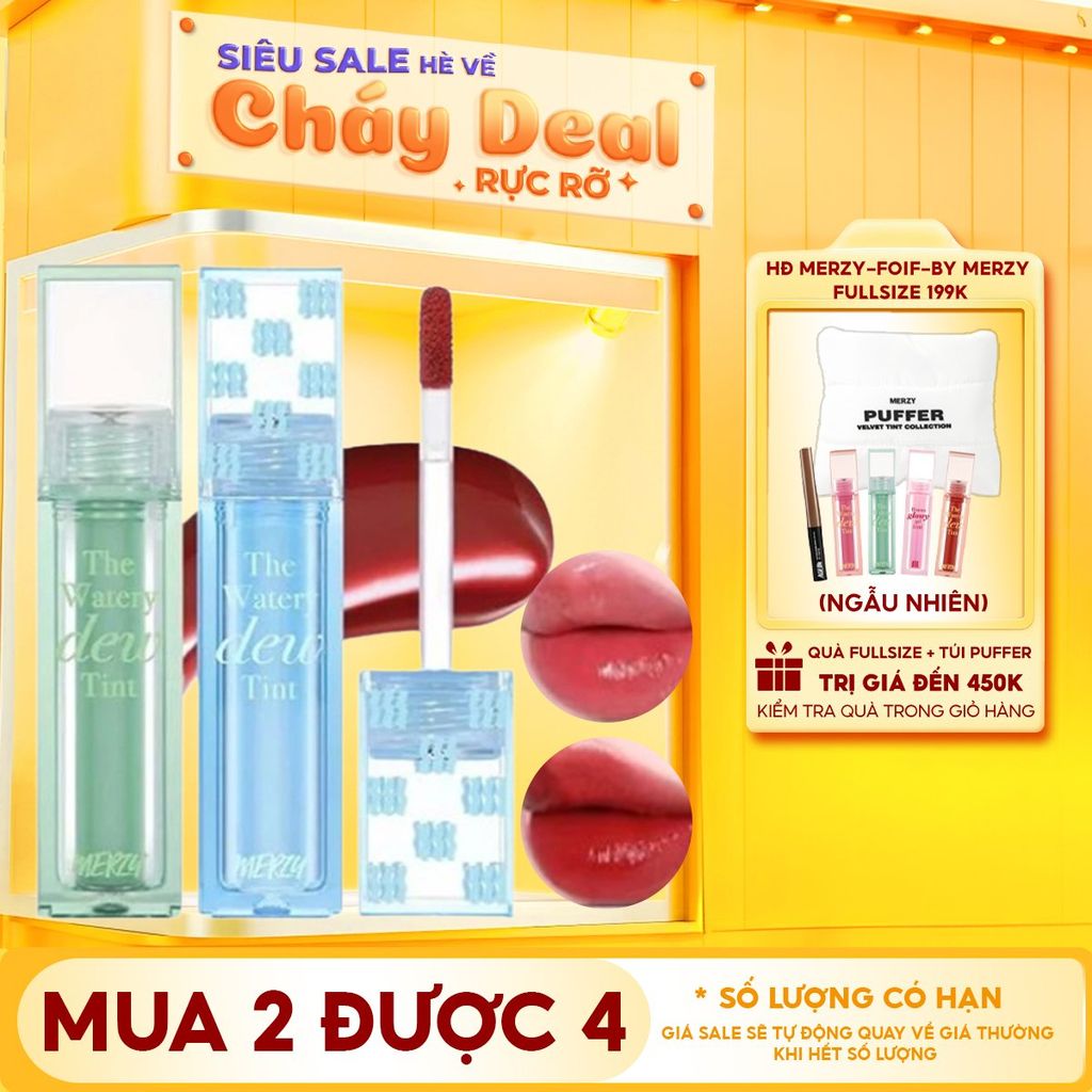 [New][NEW DEW] Son Tint Bóng Merzy Dạng Thạch, Bền Màu, Lâu Trôi Cho Đôi Môi Căng Mọng, Ẩm Mịn The Watery Dew Tint