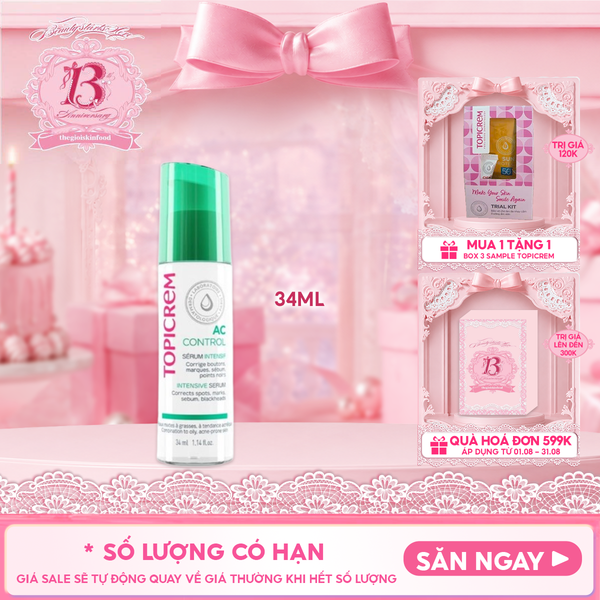  Serum Topicrem Hỗ Trợ Giảm Mụn, Giảm Bóng Nhờn Cho Da Dầu Mụn Ac Control Intensive Serum 34ml 
