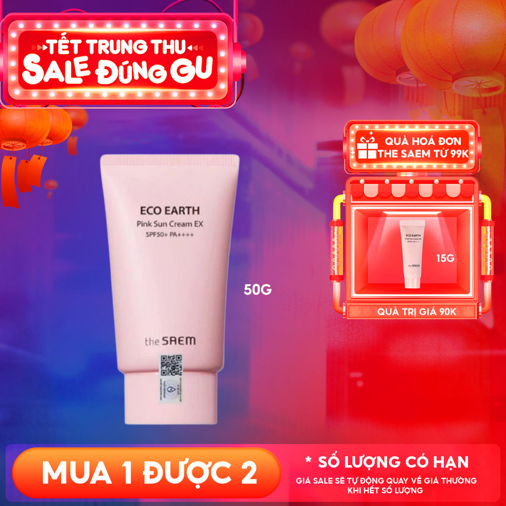 [50g] Kem Chống Nắng The Saem Kiềm Dầu, Nâng Tone Cho Da Sáng Hồng Pink Sun Cream EX SPF50+/PA++++