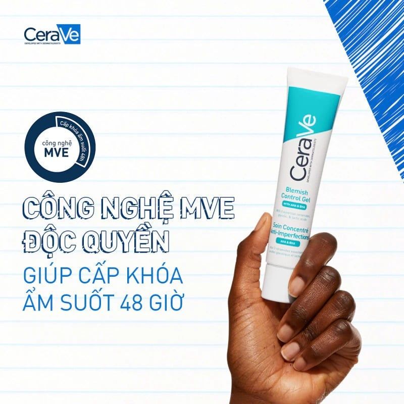 Gel Dưỡng Cerave Hỗ Trợ Giảm Mụn, Mờ Thâm Blemish Control Gel 40ml