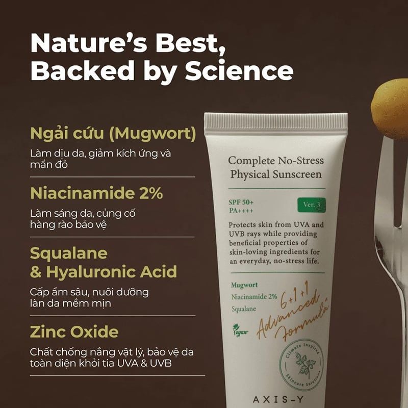Kem Chống Nắng Vật Lý Axis-Y Complete No-Stress Physical Sunscreen SPF 50+ PA++++ 50ml