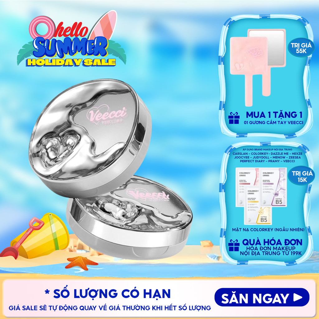 Phấn Nước Cấp Ẩm, Kiềm Dầu, Lâu Trôi VEECCI Essence Lock Makeup Mesh Cushion Cream 10g