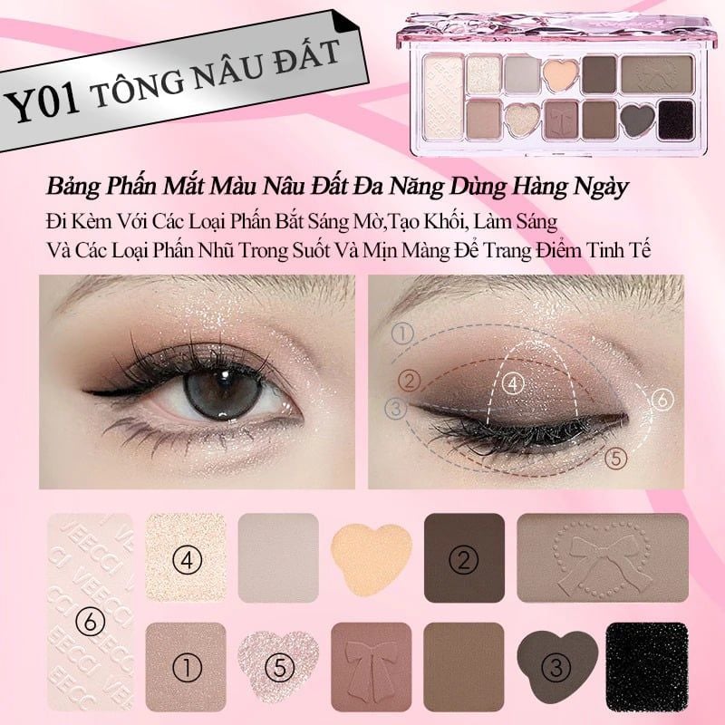 Bảng Phấn Mắt VEECCI 11 Ô Ribbon Fantasy 11 Color Eyeshadow Palette