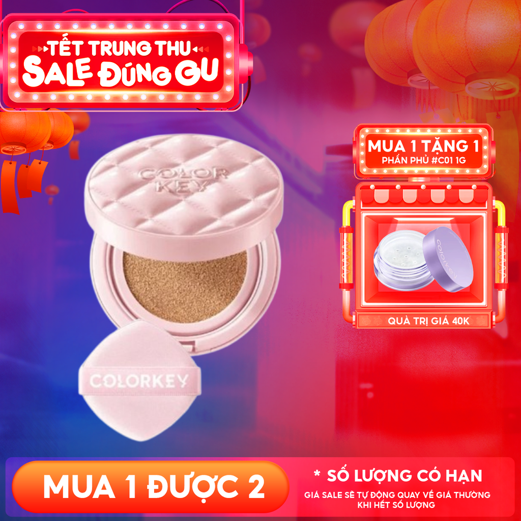 Cushion Chống Nắng Colorkey Mỏng Nhẹ, Bền Lâu Long Lasting Flawless Brightening Cushion Cream SPF50+ PA++++ 11g