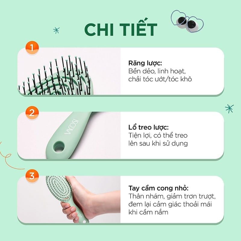 Lược Gỡ Rối, Giữ Nếp & Massage Da Đầu Vacosi Flexi Detangling Brush - C17