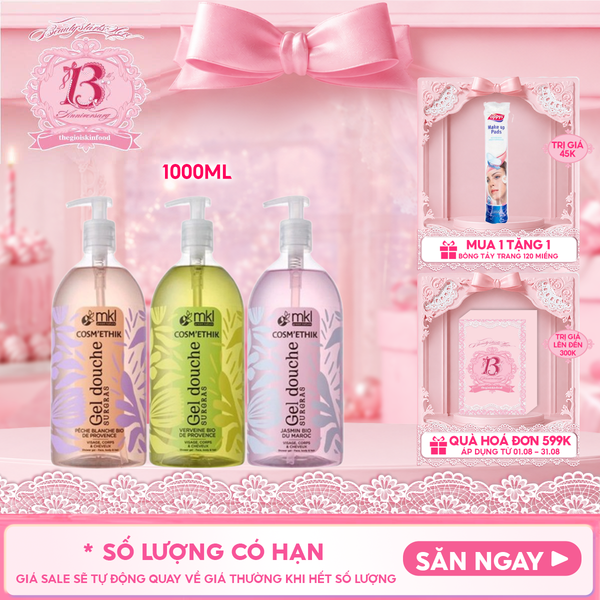  Gel Tắm MKL Hữu Cơ Chiết Xuất Thiên Nhiên Dưỡng Ẩm Da Shower Gel 1000ml 