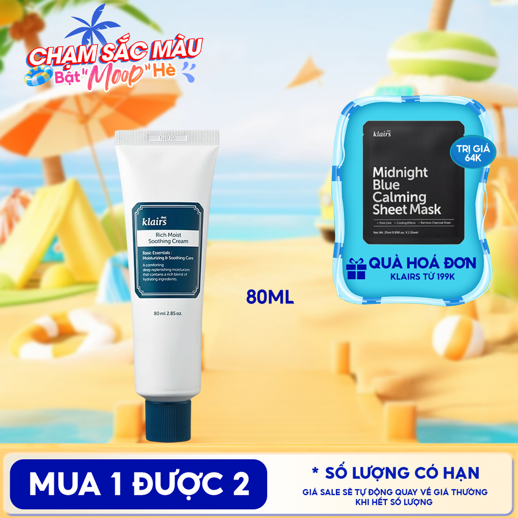 Kem Dưỡng Ẩm Chuyên Sâu Klairs Rich Moist Soothing Cream 80ml